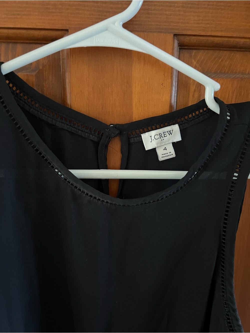 J. Crew Black Sleeveless Sheer-Trim Shell
